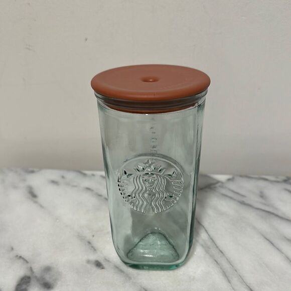 Starbucks Recycled Glass cold cup Tumbler with Lid triangular - Picture 9 of 9